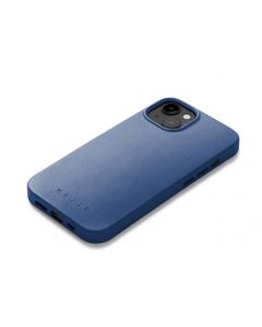 Mujjo Full Leather Case - премиум кожен (естествена кожа) кейс с MagSafe за iPhone 14 (син)