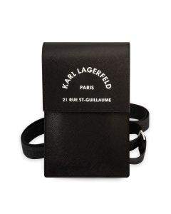 Karl Lagerfeld Saffiano Rue Saint Guillaume Wallet Bag - оригинална универсална чанта с презрамки, подходяща за смартфони (черен)