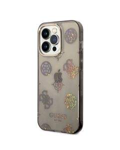 Guess Peony Glitter Case - дизайнерски кейс с висока защита за iPhone 14 Pro Max (черен)