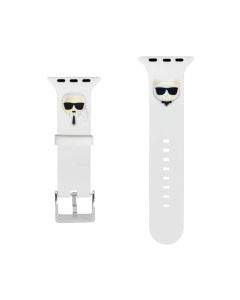 Karl Lagerfeld Karl and Choupette Silicone Watch Strap - силиконова каишка за Apple Watch 38мм, 40мм, 41мм (бял)