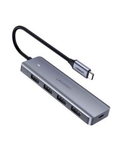 Ugreen USB-C 3.2 Gen 1 Hub 4-port - 4-портов USB-A хъб и USB-C вход за компютри и лаптопи (тъмносив)