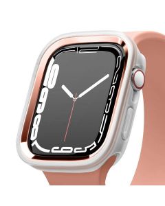 Elago Duo Apple Watch Case - силиконов (TPU) кейс с две сменяеми поликарбонатни части за Apple Watch 7 41мм, Apple Watch 8 41мм (прозрачен-мат и розово злато)