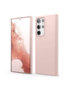Elago Soft Silicone Case - силиконов (TPU) калъф за Samsung Galaxy S22 Ultra (розов)