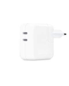 Apple 35W Dual USB-C Power Adapter - оригинално захранване с 2хUSB-C за MacBook, iPhone, iPad и устройства с USB-C порт (ритейл опаковка)
