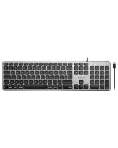 Macally Full Size Wired USB-C Keyboard 108 Key UK - USB-C клавиатура оптимизирана за MacBook (тъмносив)