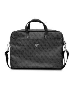 Guess 4G PU Triangle Logo Laptop Bag 16 - луксозна дизайнерска чанта с дръжки и презрамка за преносими компютри до 16 инча (черен)