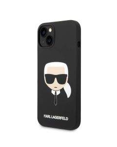 Karl Lagerfeld Liquid Silicone Karl Head Case - дизайнерски силиконов кейс за iPhone 14 Plus (черен)