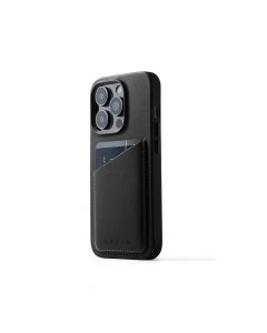 Mujjo Leather Wallet Case - премиум кожен (естествена кожа) кейс с джоб за кредитна карта за iPhone 14 Pro Max (черен)
