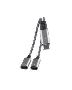 JC USB-C Male to 2xUSB-C Female Adapter MH-273 - активен USB-C адаптер с 2xUSB-C изхода за устройства с USB-C порт (тъмносив)