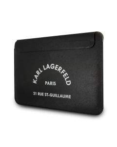 Karl Lagerfeld RSG Logo Leather Laptop Sleeve 16 - дизайнерски кожен калъф за MacBook и преносими компютри до 16 инча (черен)