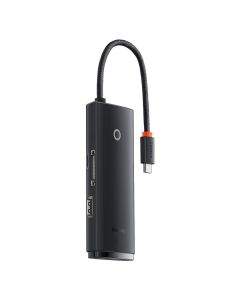 Baseus USB-C Lite Series 6-Port Hub Docking Station (WKQX050001) - мултифункционален хъб за свързване на допълнителна периферия за устройства с USB-C (черен)