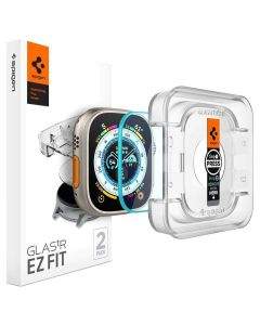 Spigen Tempered Glass GLAS.tR EZ Fit 2 Pack - 2 броя стъклени защитни покрития за дисплея на Apple Watch Ultra 49мм (прозрачен)