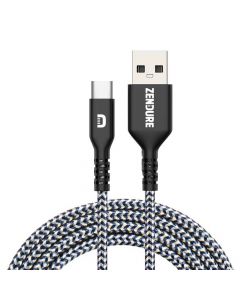Zendure SuperCord USB-A to USB-C Cable 3A - здрав плетен кабел с USB-C порт (100 см) (черен)