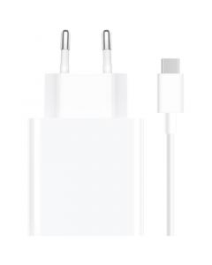 Xioami Travel USB-A Charger Combo 67W - захранване за ел. мрежа за лаптопи, смартфони и таблети с USB-A изход с технология за бързо зареждане и USB-C кабел (бял)