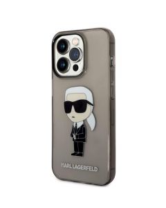 Karl Lagerfeld IML Ikonik NFT Case - дизайнерски силиконов кейс за iPhone 14 Pro (черен)