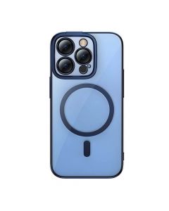 Baseus Glitter MagSafe Hybrid Protection Set - хибриден удароустойчив кейс с MagSafe и стъклено защитно покритие за дисплея на iPhone 14 Pro Max (син-прозрачен)