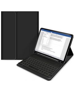 Tech-Protect SC Pen Case and Bluetooth Keyboard - кожен калъф и безжична блутут клавиатура за iPad 10 (2022) (черен)