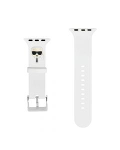 Karl Lagerfeld Karl Head Silicone Watch Strap - силиконова каишка за Apple Watch 42мм, 44мм, 45мм, Ultra 49мм (бял)