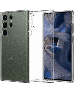 Spigen Liquid Crystal Glitter Case - тънък силиконов (TPU) калъф за Samsung Galaxy S23 Ultra (прозрачен)