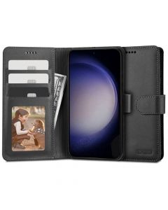 Tech-Protect Wallet Leather Flip Case - кожен калъф, тип портфейл за Samsung Galaxy S23 Plus (черен)