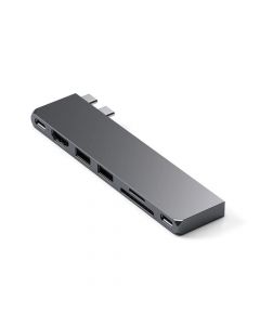 Satechi USB-C Pro Hub Slim - мултифункционален хъб за свързване на допълнителна периферия за MacBook Air M2 (2022) (тъмносив)