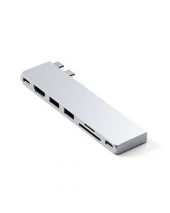 Satechi USB-C Pro Hub Slim - мултифункционален хъб за свързване на допълнителна периферия за MacBook Air M2 (2022) (сребрист)