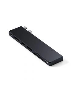 Satechi USB-C Pro Hub Slim - мултифункционален хъб за свързване на допълнителна периферия за MacBook Air M2 (2022) (черен)