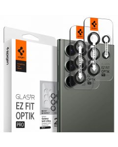 Spigen Optik Pro tR Ez Fit Lens Protector 2 Pack - 2 комплекта предпазни стъклени лещи за камерата на Samsung Galaxy S23 Ultra (черен)