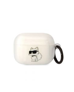 Karl Lagerfeld AirPods Pro 3D Logo NFT Choupette Silicone Case - силиконов калъф с карабинер за Apple AirPods Pro (бял)