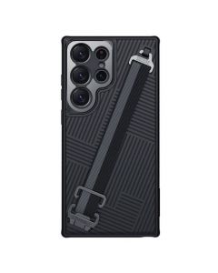 Nillkin Strap Hard Case - хибриден удароустойчив кейс с лента за ръката за Samsung Galaxy S23 Ultra (черен)