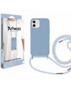 Artwizz HangOn Silicone Case - силиконов (TPU) калъфс с връзка за носене за iPhone 12, iPhone 12 Pro (светлосин)