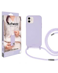 Artwizz HangOn Silicone Case - силиконов (TPU) калъфс с връзка за носене за iPhone 12, iPhone 12 Pro (лилав)
