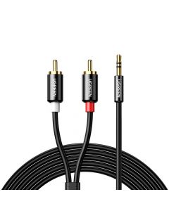 Ugreen AV116 2xRCA Male to 3.5mm Male Audio Cable - качествен аудио кабел 2xRCA (мъжко) към 3.5mm (мъжко) (500 см) (черен)