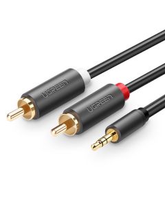 Ugreen AV102 2xRCA Male to 3.5mm Male Audio Cable - качествен аудио кабел 2xRCA (мъжко) към 3.5mm (мъжко) (10 метра) (черен)