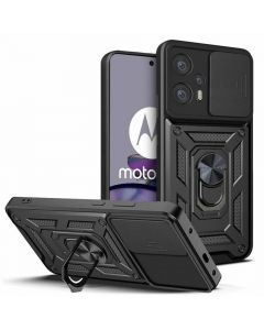 Tech-Protect CamShield Pro Hard Case - хибриден удароустойчив кейс с пръстен против изпускане за Motorola Moto G13, Moto G23 (черен)
