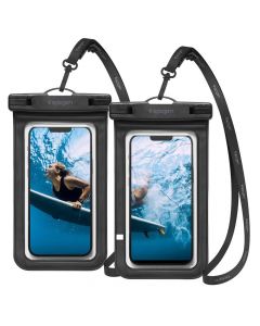 Spigen Aqua Shield A601 Universal Waterproof Case IPX8 2 Pack - 2 броя универсални водоустойчиви калъфи за смартфони до 7 инча (черен)