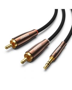 Ugreen AV170 2xRCA Male to 3.5mm Male Audio Cable - качествен аудио кабел 2xRCA (мъжко) към 3.5mm (мъжко) (200 см) (черен)