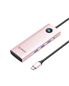 Orico 10in1 Multifunction USB-C 4K Hub (PW11-10P-RG-EP) - мултифункционален хъб за свързване на допълнителна периферия за компютри и лаптопи с USB-C порт (розово злато)