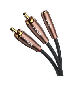 Ugreen AV198 2xRCA Male to 3.5mm Female Audio Cable - качествен аудио кабел 2xRCA (мъжко) към 3.5мм аудио жак (женски) (300 см) (черен-кафяв)