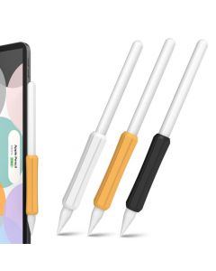 Stoyobe Apple Pencil Silicone Holder Grip Set - 3 броя силиконов грип за Apple Pencil, Apple Pencil 2 (черен, оранжев, бял)