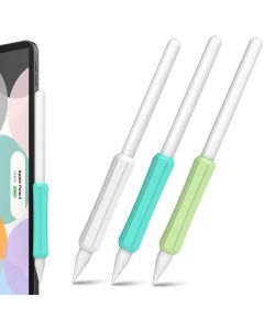 Stoyobe Apple Pencil Silicone Holder Grip Set - 3 броя силиконов грип за Apple Pencil, Apple Pencil 2 (бял, светлосин, зелен)
