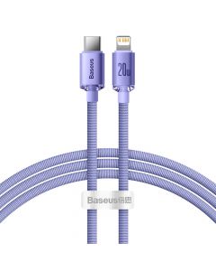 Baseus Crystal Shine USB-C to Lightning Cable PD 20W (CAJY000205) - USB-C към Lightning кабел за Apple устройства с Lightning порт (120 см) (лилав)