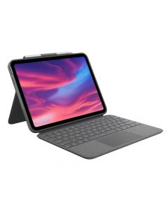 Logitech Combo Touch UK - безжична клавиатура с тракпад и отделящ се кейс с поставка за iPad 10 (2022) (сив)