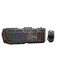 Vertux Vendetta Backlit Ergonomic Wired Gaming Keyboard & Mouse - комплект геймърска клавиатура с LED подсветка и мишка (за PC) (черен)