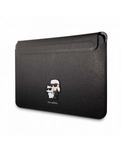 Karl Lagerfeld Saffiano Karl and Choupette NFT Sleeve 14 - дизайнерски кожен калъф за MacBook и преносими компютри до 14 инча (черен)