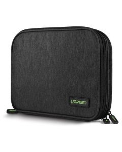 Ugreen Double Layer Storage Bag LP149 - органайзер за външен хард диск, смартфон, кабели, слушалки и други аксесоари (сив)