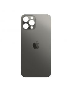 OEM iPhone 12 Pro Max Backcover Glass - резервен заден стъклен капак за iPhone 12 Pro Max (тъмносив)