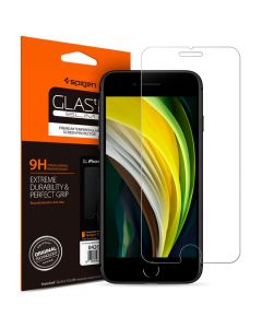 Spigen Tempered Glass GLAS.tR Slim HD - калено стъклено защитно покритие за дисплея на iPhone SE (2022), iPhone SE (2020), iPhone 8, iPhone 7 (прозрачен)