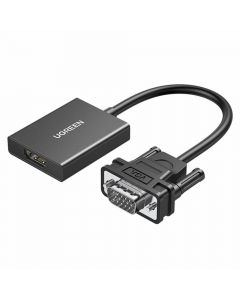 Ugreen HDMI to VGA Adapter - HDMI към VGA адаптер с 3.5 аудио изход и USB-C вход (15 см) (черен)