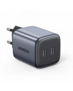 Ugreen Fast Charger GaN 45W - захранване за ел. мрежа смартфони и таблети с 2xUSB-C изхода и с технология за бързо зареждане (черен)